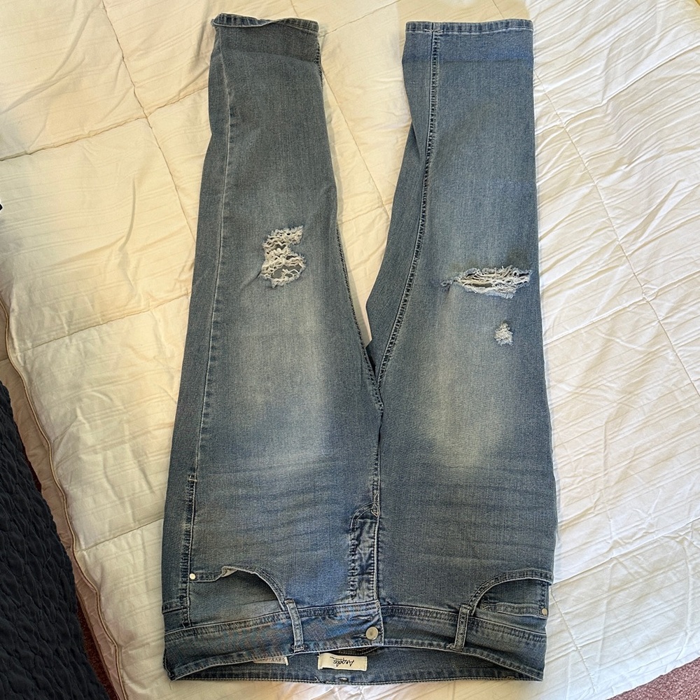 Angels Light Blue Distressed Skinny Jeans